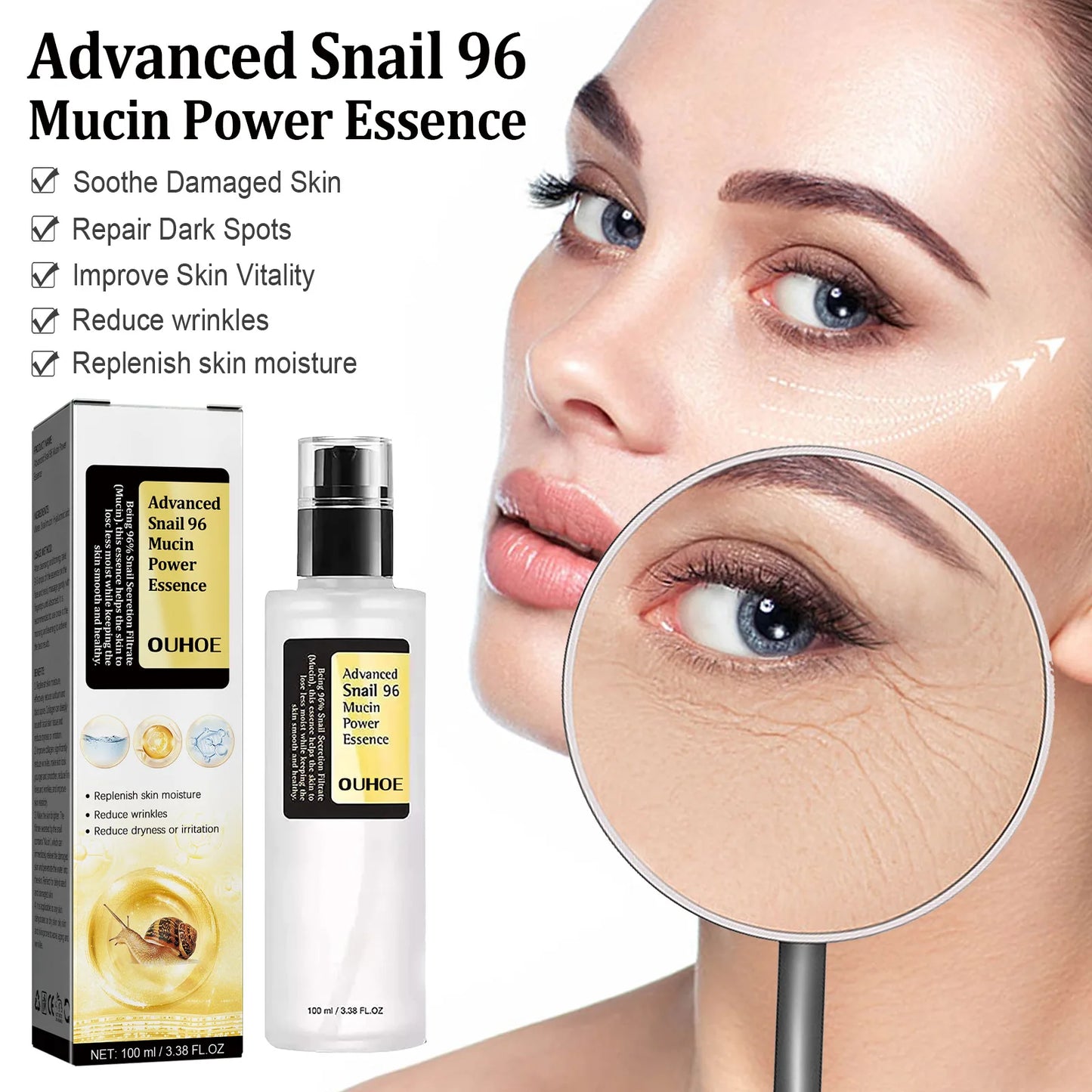 100ml COSRX Snail Mucin 96% Power Anti-aging Fade Fine Lines Repairing Essence Lift Firm Acne Treatment Facial Care Products